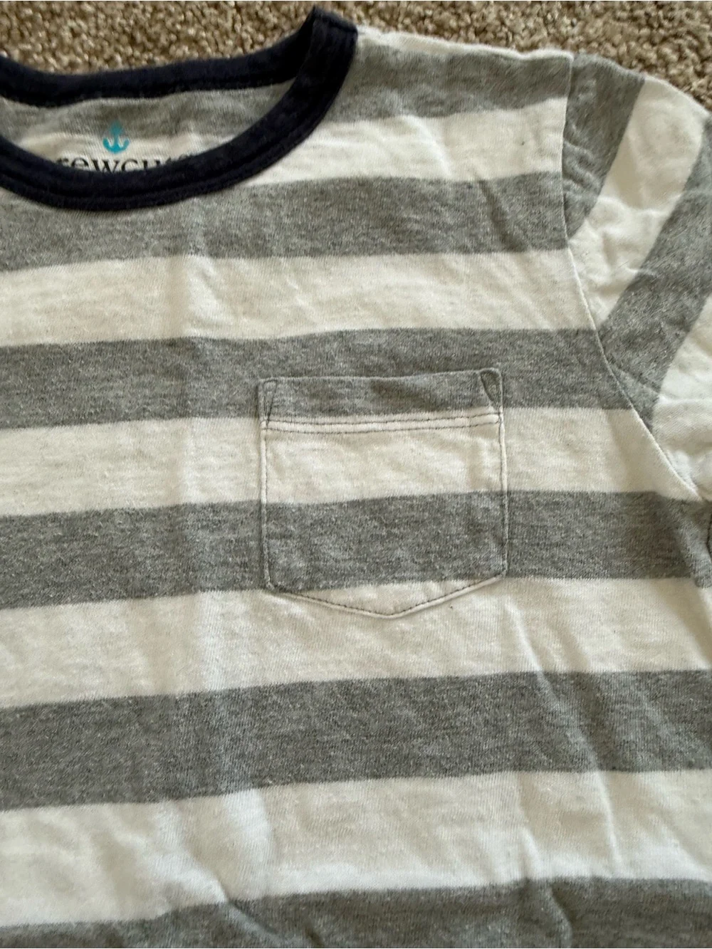 J.Crew Crewcuts Kids Short-Sleeve Gray & White Stripe Pocket Tee Size 8
